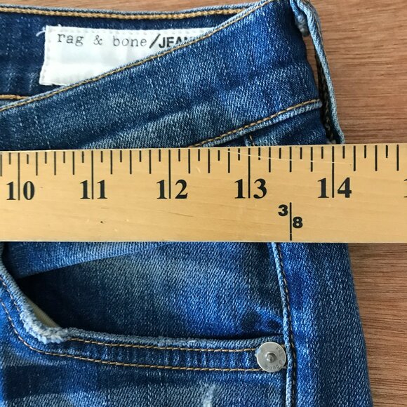 Rag & Bone Capri Skinny Jeans Women 26 Blue Low Rise Distressed Dark Wash - Picture 10 of 13